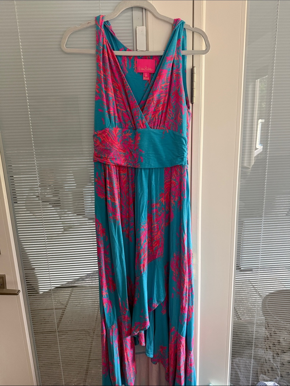Lilly Pulitzer for Target Teal and Hot Pink Printed Maxi Dress